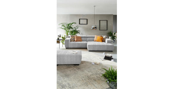 ECKSOFA  in Webstoff Hellgrau  279/182 cm  - Hellgrau/Schwarz, KONVENTIONELL, Textil/Metall (279/182cm) - Hom`in