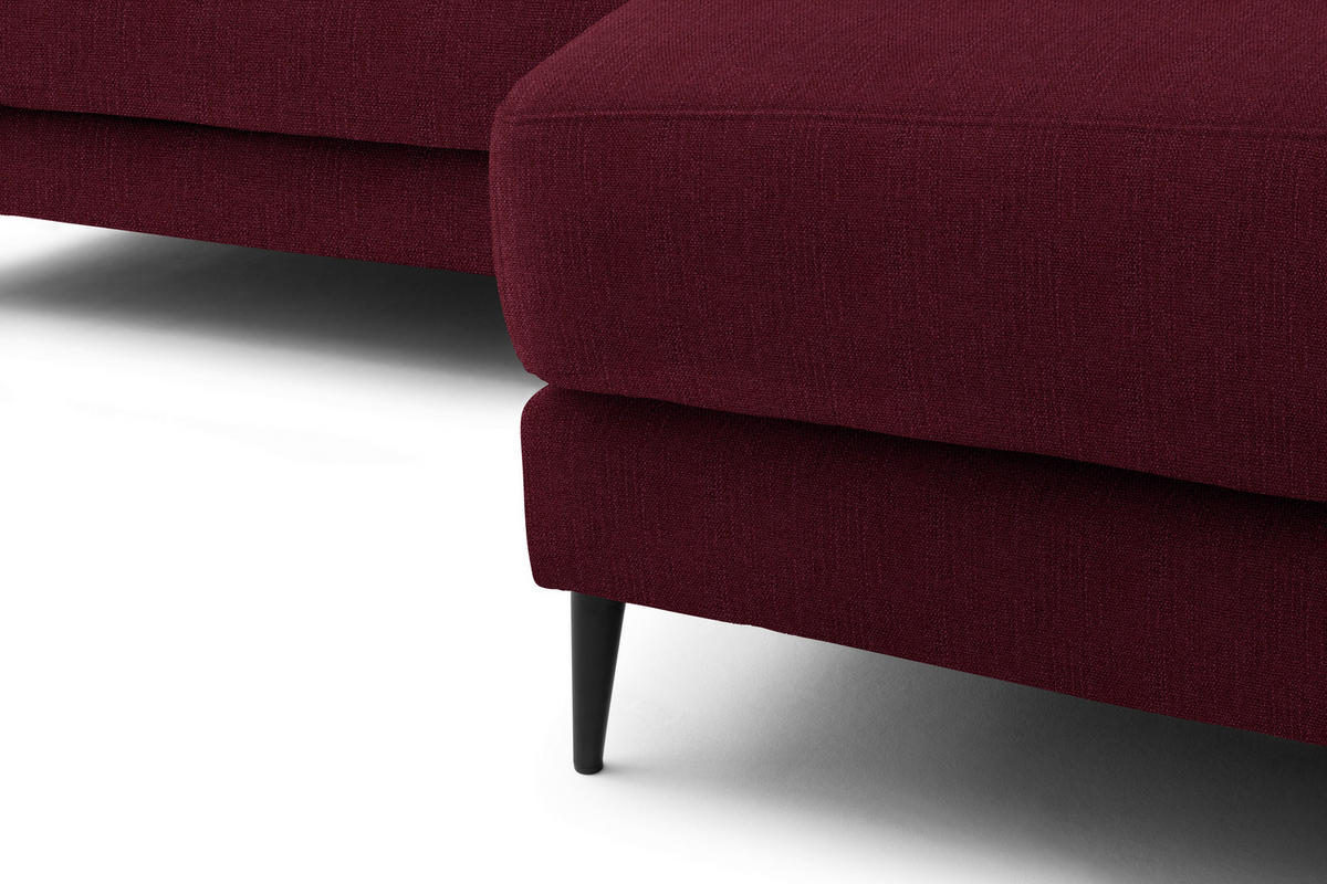 ECKSOFA in Flachgewebe Rot  253/177 cm  - Rot/Schwarz, Design, Textil/Metall (253/177cm) - Dieter Knoll