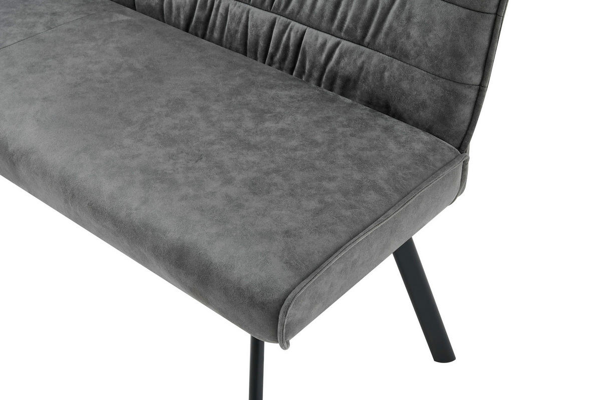 STUHL-SET  in Stahl Mikrofaser  - Anthrazit, MODERN, Textil/Metall (161/90/63cm) - MID.YOU