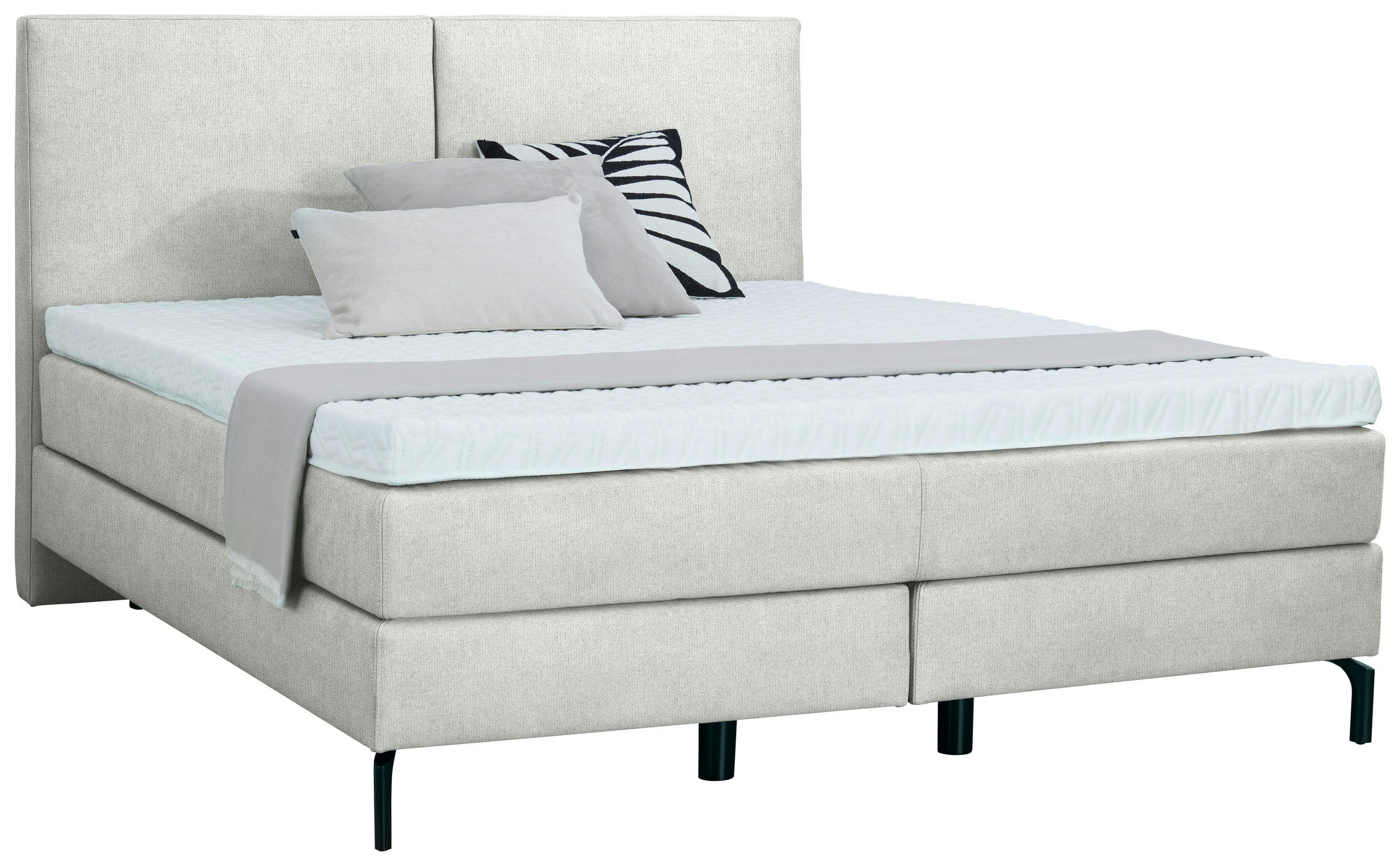 BOXSPRINGBETT 160/200 cm  in Naturfarben  - Schwarz/Naturfarben, KONVENTIONELL, Textil/Metall (160/200cm) - Dieter Knoll