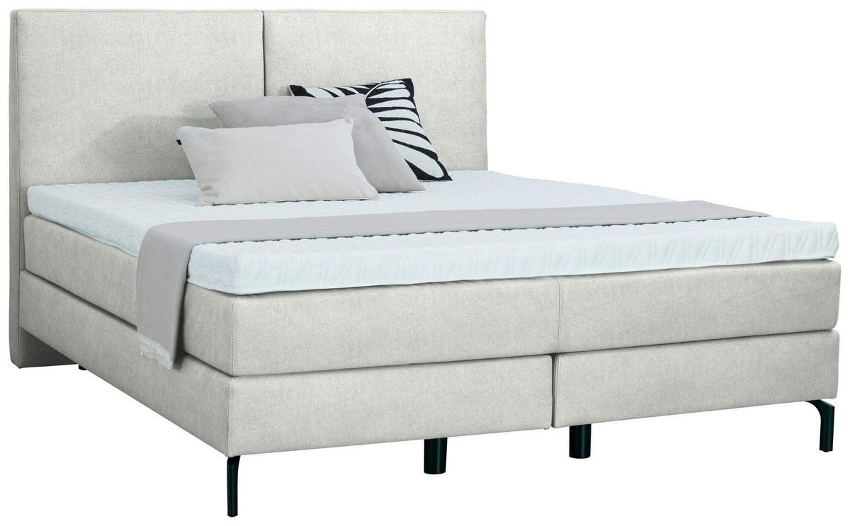 BOXSPRINGBETT 160/200 cm  in Naturfarben  - Schwarz/Naturfarben, Konventionell, Textil/Metall (160/200cm) - Dieter Knoll