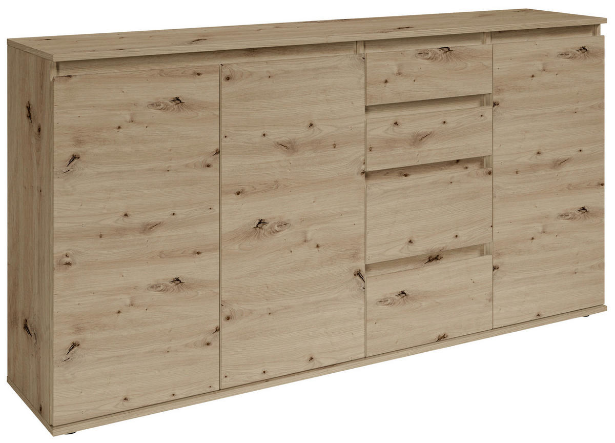 ŠIROKA KOMODA, hrast artisan  - siva/hrast artisan, Design, umetna masa/leseni material (160/84/35cm) - Carryhome