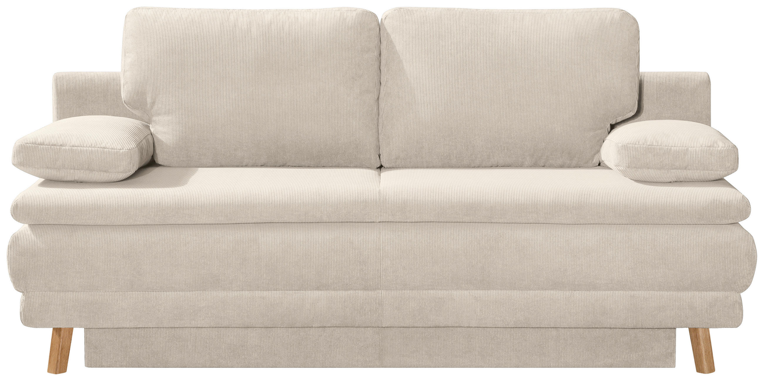 SCHLAFSOFA Feincord Beige  - Beige/Eiche Artisan, KONVENTIONELL, Holz/Textil (198/89/96cm) - Niels Andersson