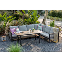 DINING-LOUNGESET Aluminium  - Ecru/Anthrazit, MODERN, Textil/Metall - Gardenson