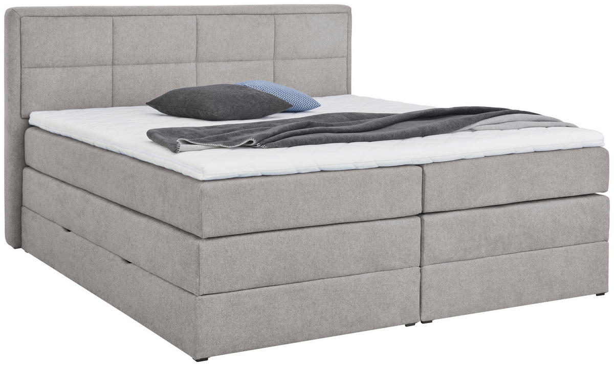 BOXSPRINGBETT 180/200 cm  in Grau  - Schwarz/Grau, KONVENTIONELL, Kunststoff/Textil (180/200cm) - Carryhome