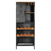 BARSCHRANK Mangoholz massiv Braun, Naturfarben, Schwarz  - Schwarz/Braun, LIFESTYLE, Holz/Metall (72/183/42cm) - MID.YOU