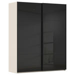 SCHWEBETÜRENSCHRANK  in Schwarz, Champagner  - Champagner/Schwarz, KONVENTIONELL, Glas/Holzwerkstoff (201/223/67cm) - Novel