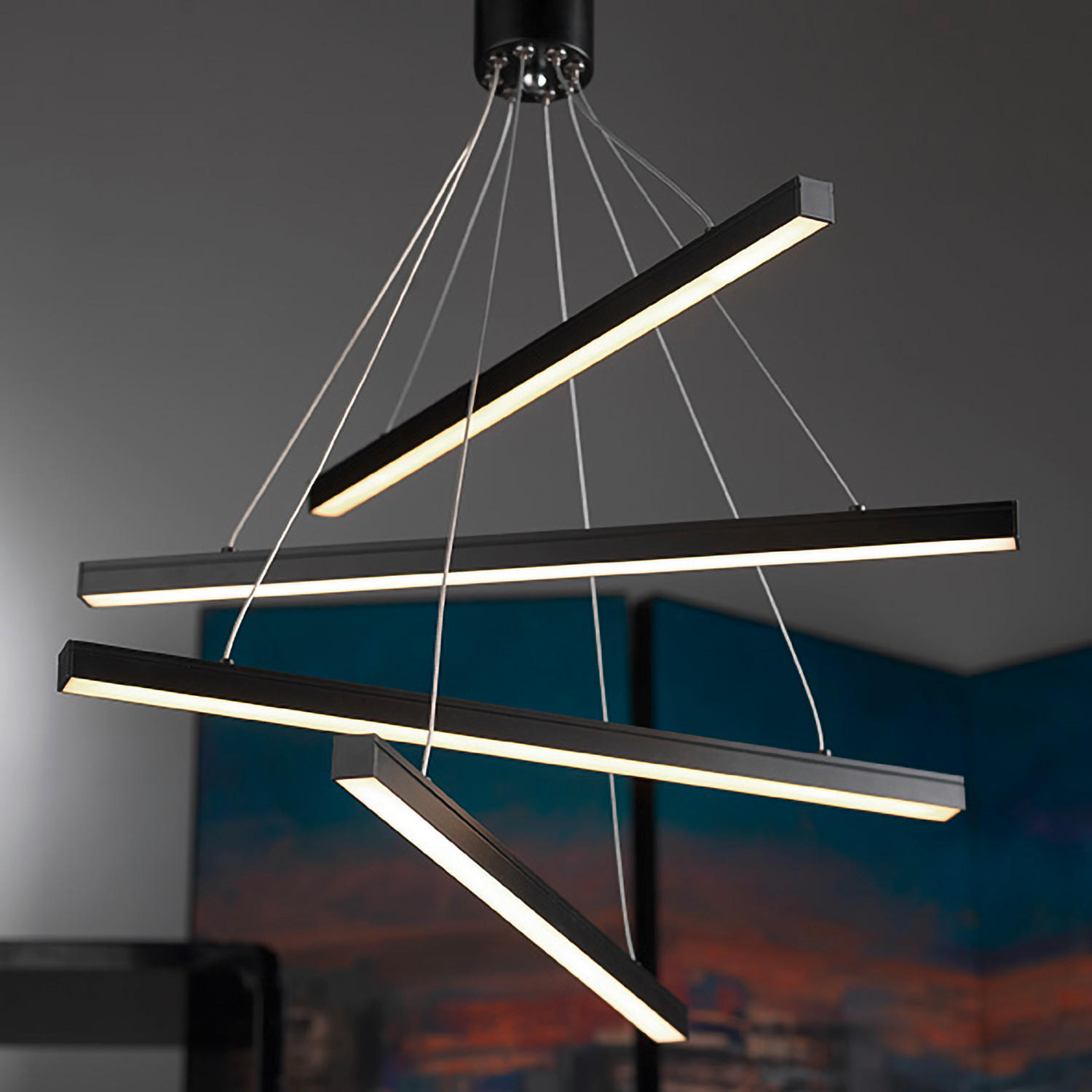 ZÁVĚSNÉ LED SVÍTIDLO, 50/95 cm  - černá, Design, kov (50/95cm)
