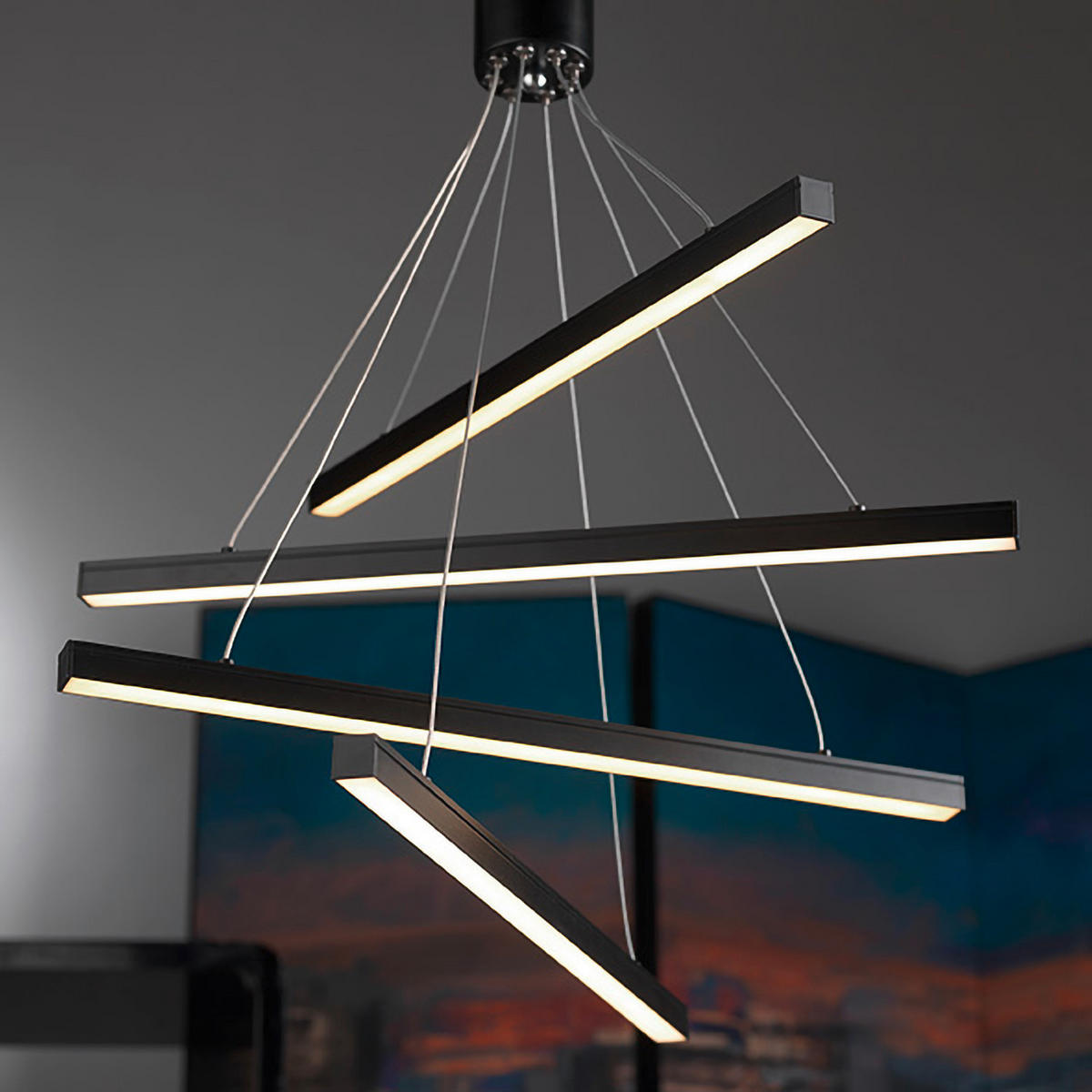 LED-HÄNGELEUCHTE 50/95 cm  - Schwarz, Design, Metall (50/95cm)