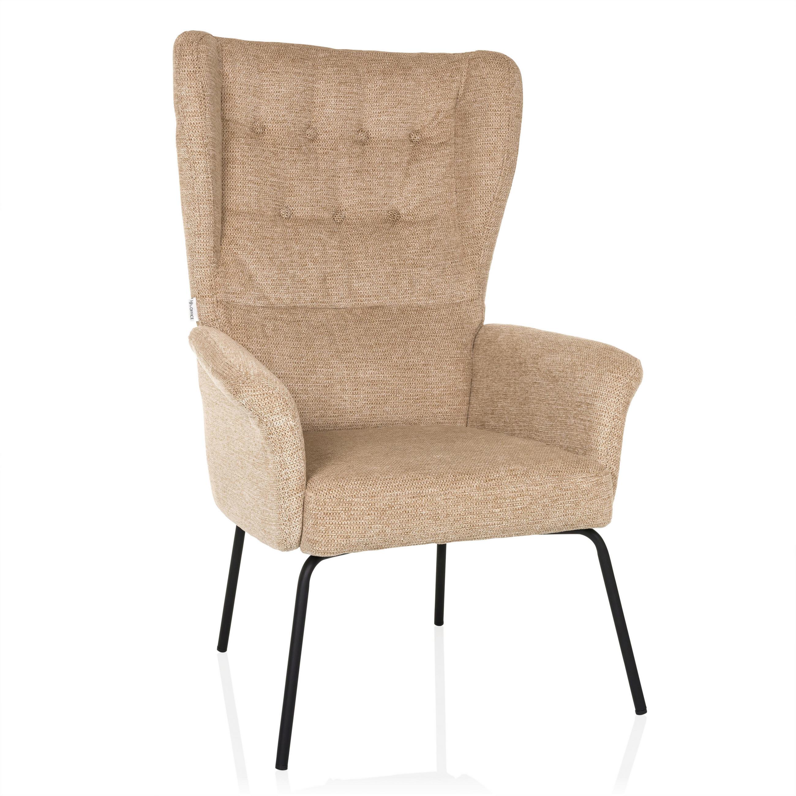 OHRENSESSEL Bouclé Beige  - Beige/Schwarz, MODERN, Textil/Metall (71/110/71cm) - MID.YOU