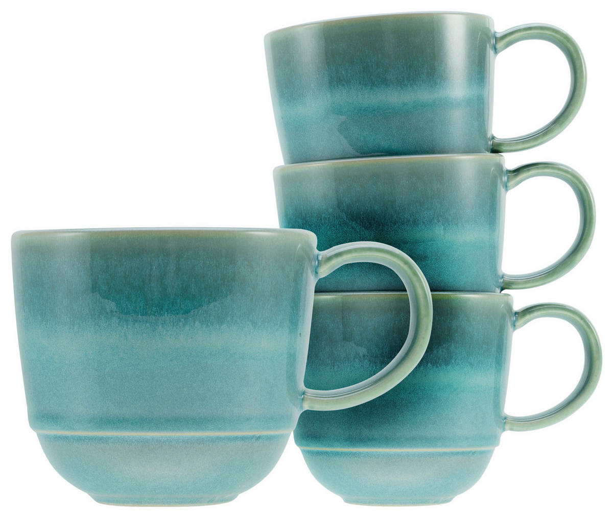 SADA HRNKŮ NA KÁVU kamenina - modrá/zelená, Basics, keramika (16/9/10cm) - Creatable