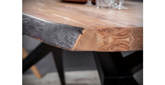 ESSTISCH in Holz, Metall 200/100/76 cm - Schwarz/Akaziefarben, Design, Holz/Metall (200/100/76cm) - Landscape