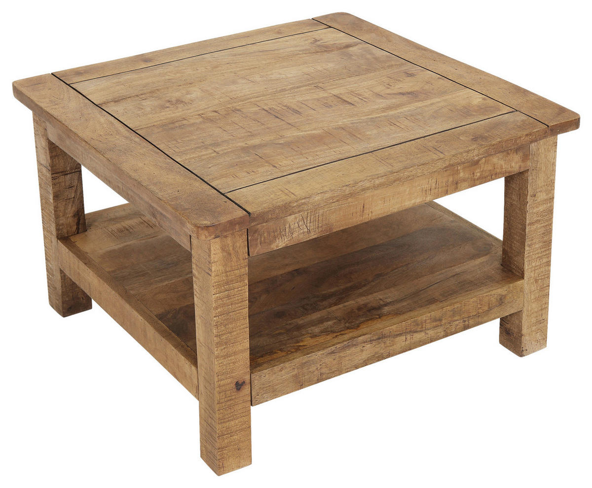 COUCHTISCH Mangoholz massiv 70/70/45 cm quadratisch Naturfarben, Schwarz  - Schwarz/Naturfarben, KONVENTIONELL, Holz/Metall (70/70/45cm) - Landscape