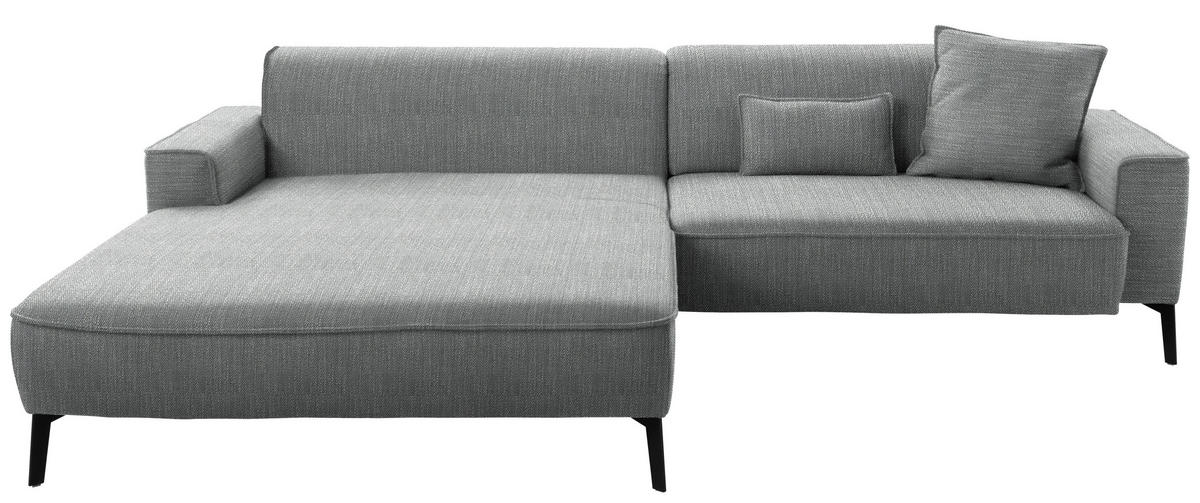 ECKSOFA  in Flachgewebe Dunkelgrau  190/285 cm  - Dunkelgrau/Schwarz, Design, Textil/Metall (190/285cm) - Johann Jakob