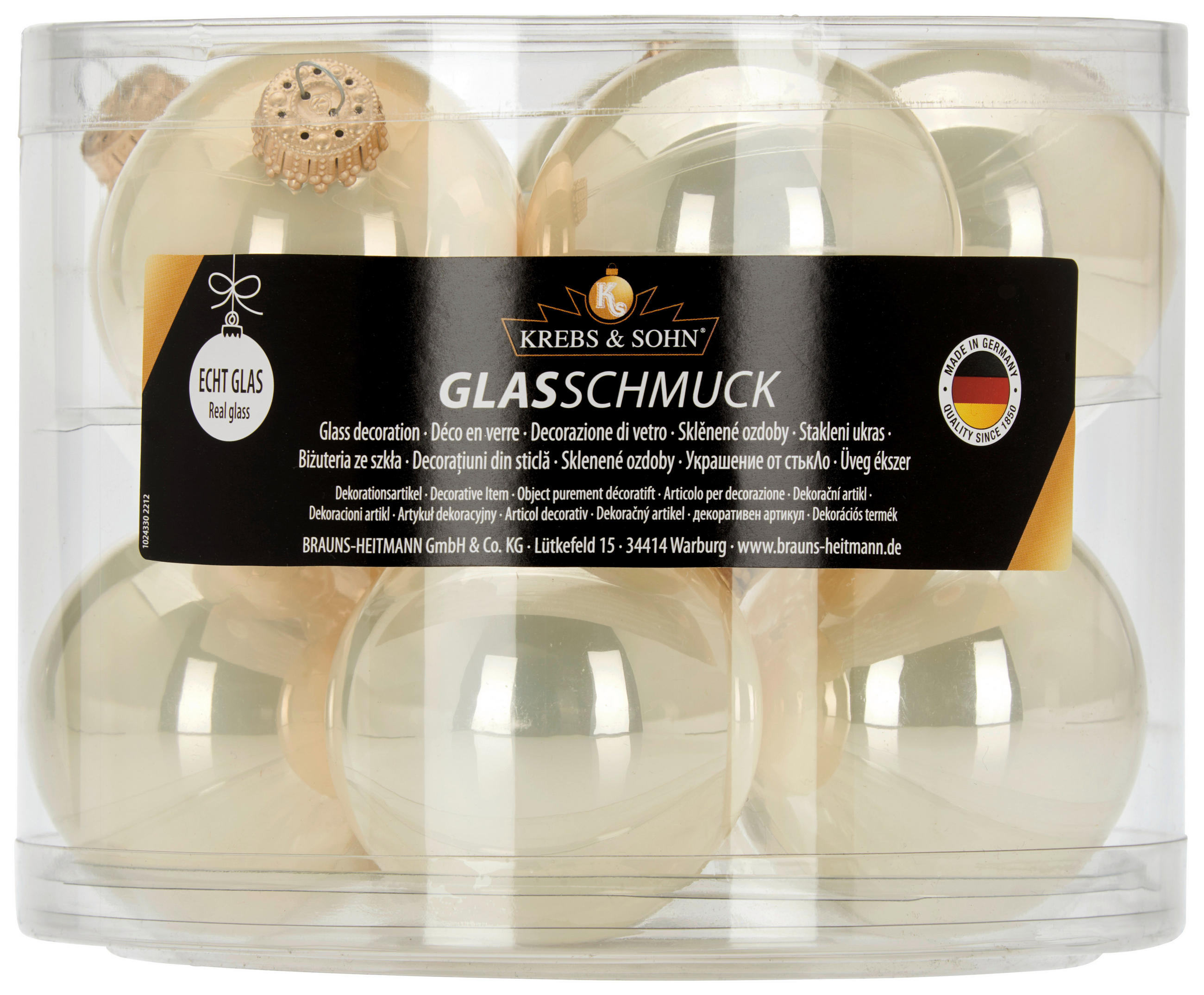 CHRISTBAUMKUGEL-SET 7 cm 10-teilig  - Cappuccino, KONVENTIONELL, Glas (7cm)