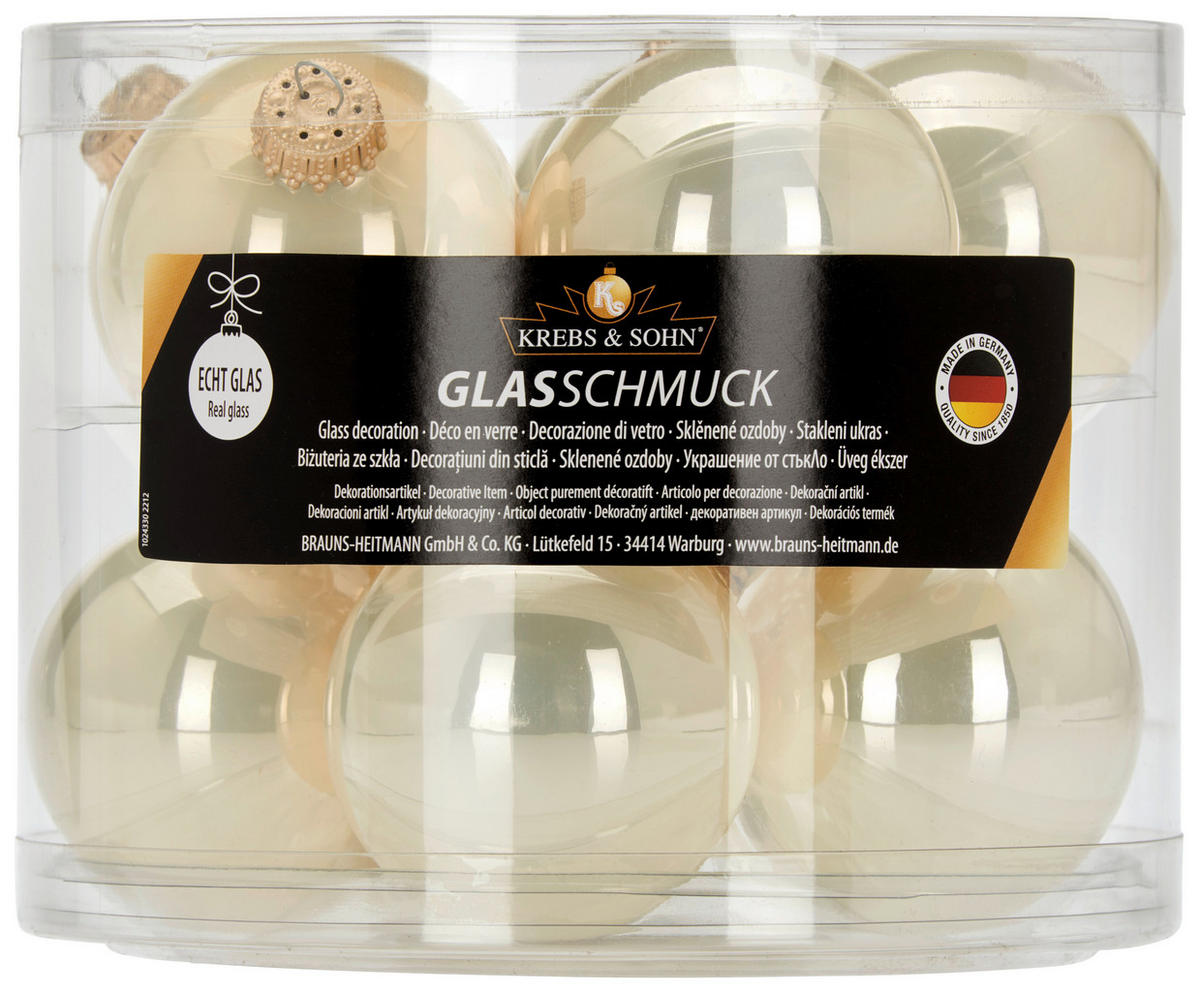 CHRISTBAUMKUGEL-SET 7 cm 10-teilig  - Cappuccino, KONVENTIONELL, Glas (7cm)
