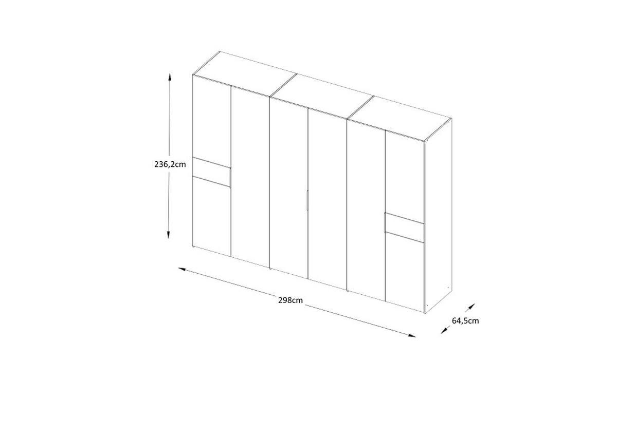 DREHTÜRENSCHRANK inkl. Zubehör 298/240/63 cm,  in Hellgrau, 6-türig  - Hellgrau/Schwarz, Design, Glas/Holzwerkstoff (298/240/63cm) - Dieter Knoll