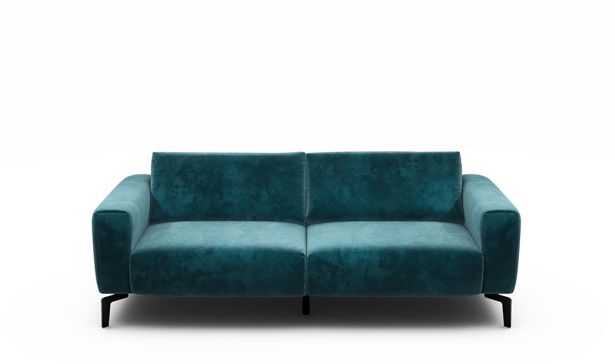 2,5-SITZER in Samt Blau  - Blau/Schwarz, Design, Textil/Metall (220/86/86-94cm) - SENSOO