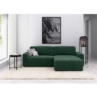 ECKSOFA Cord Dunkelgrün  - Dunkelgrün/Schwarz, Modern, Kunststoff/Textil (265/164cm) - Trendmanufaktur