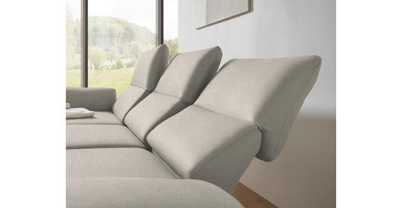 ECKSOFA  in Flachgewebe Naturfarben Armteilverstellung, Relaxfunktion, Drehsitzfunktion  175-224/255-365 cm  - Schwarz/Naturfarben, Design, Textil/Metall (175-224/255-365cm) - Dieter Knoll