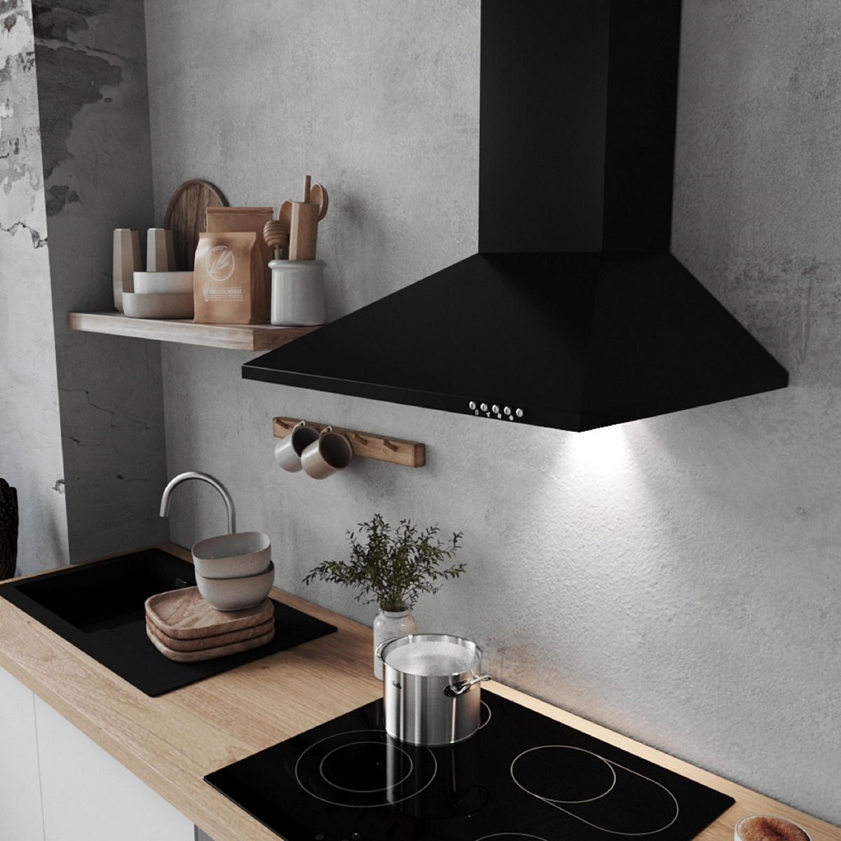 DUNSTABZUGSHAUBE CH22055SA  - Schwarz, Trend, Metall (60/58-96/47,5cm) - Respekta