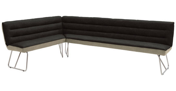 ECKBANK 174/304 cm  in Anthrazit, Schwarz, Greige  - Greige/Anthrazit, Design, Textil/Metall (174/304cm) - Dieter Knoll