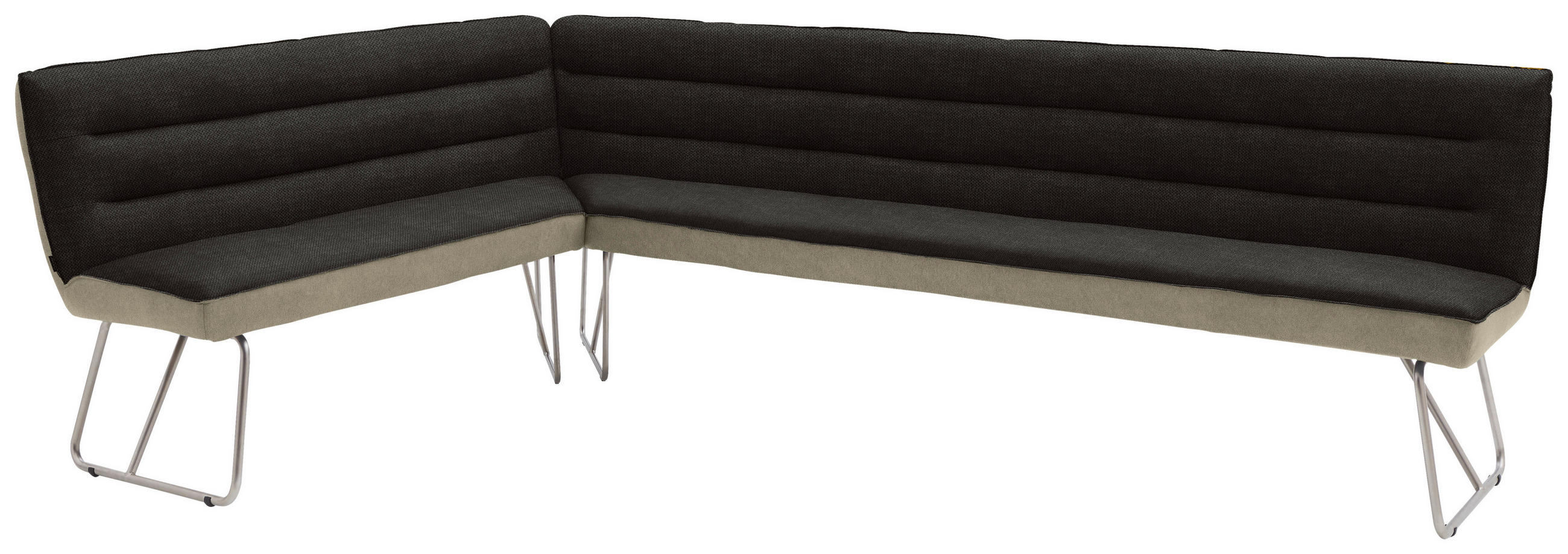 ECKBANK 174/284 cm  in Anthrazit, Edelstahlfarben, Greige  - Edelstahlfarben/Greige, Design, Textil/Metall (174/284cm) - Dieter Knoll