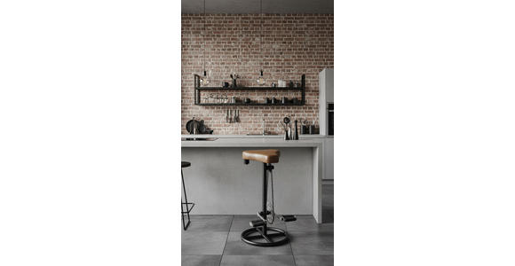 BARHOCKER Echtleder Braun, Schwarz Eisen  - Schwarz/Braun, LIFESTYLE, Leder/Metall (41/77/41cm) - Landscape