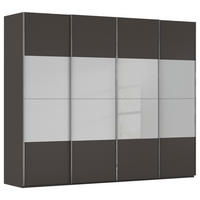 SCHWEBETÜRENSCHRANK 271/235/68 cm 4-türig Graphitfarben, Seidengrau  - Chromfarben/Seidengrau, KONVENTIONELL, Glas/Holzwerkstoff (271/235/68cm) - Novel