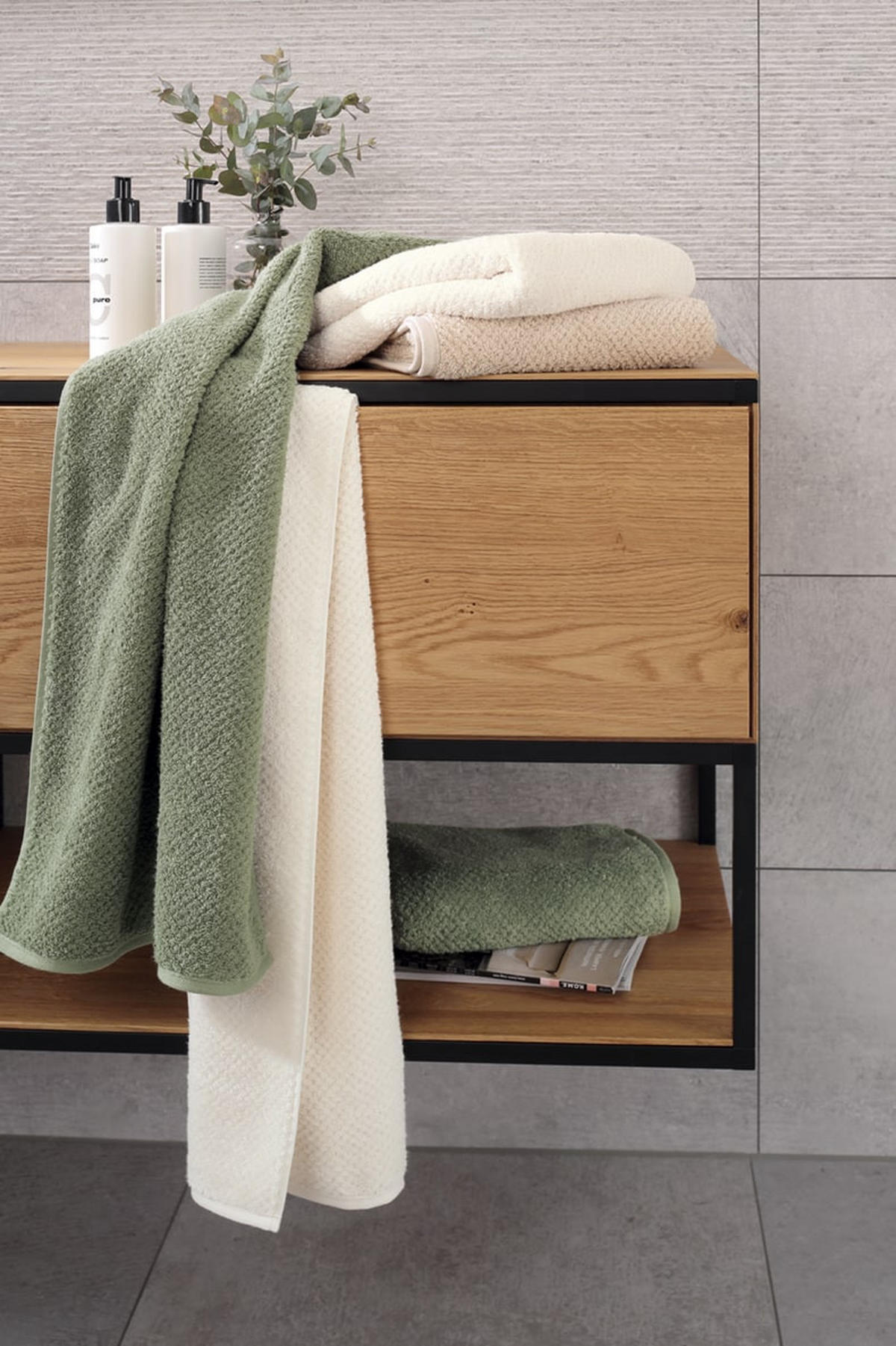 TÖRÖLKÖZŐ 80/150 cm zöld, zsályazöld  - zsályazöld/zöld, Basics, textil (80/150cm) - Cawoe