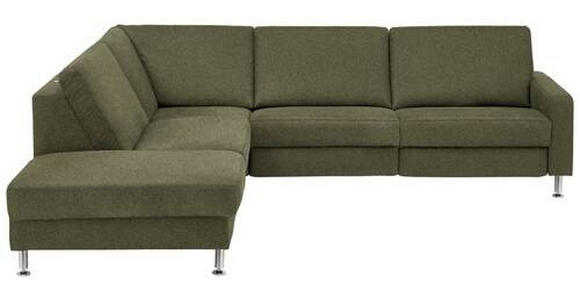 ECKSOFA in Mikrofaser Dunkelgrün 242/275 cm - Dunkelgrün/Alufarben, Design, Textil/Metall (242/275cm) - Dieter Knoll