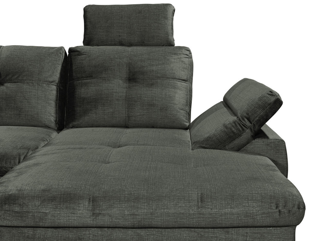 WOHNLANDSCHAFT Dunkelgrün Mikrovelours  - Dunkelgrün/Schwarz, KONVENTIONELL, Kunststoff/Textil (217/334/127cm) - Carryhome