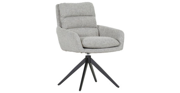 ARMLEHNSTUHL  Stoffauswahl, Sitzfläche 360° drehbar, automatische Rückholfunktion Flachgewebe  - Beige/Schwarz, Design, Textil/Metall (60/89/69cm) - Novel