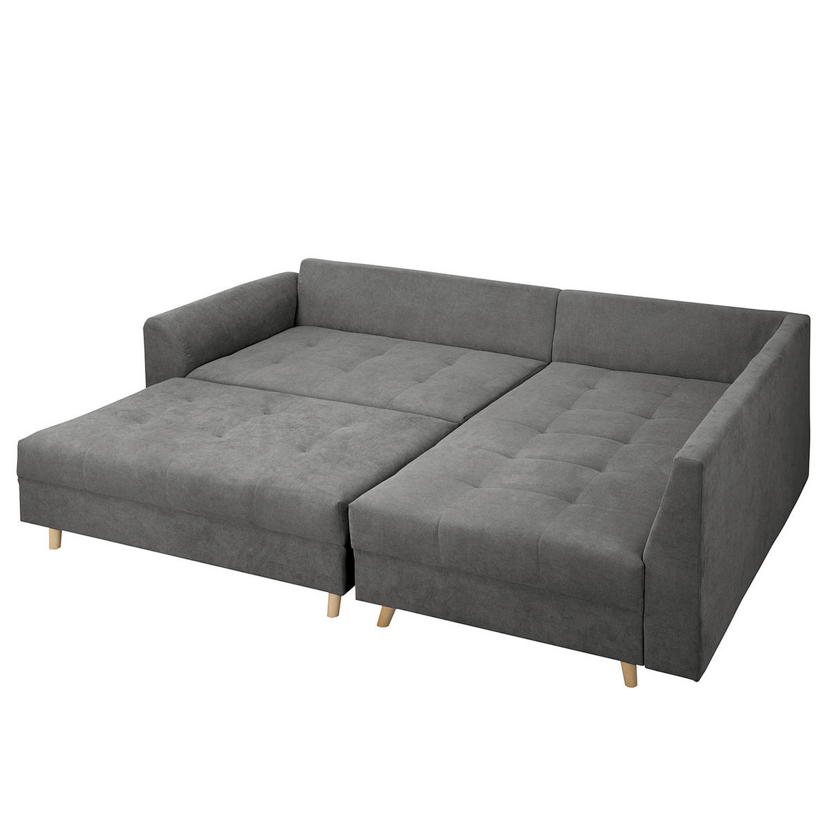 ECKSOFA inkl. Hocker Ariella Dunkelgrau Mikrofaser Rückenkissen, Hocker  - Dunkelgrau/Naturfarben, Design, Holz/Textil (161/231cm) - Livetastic