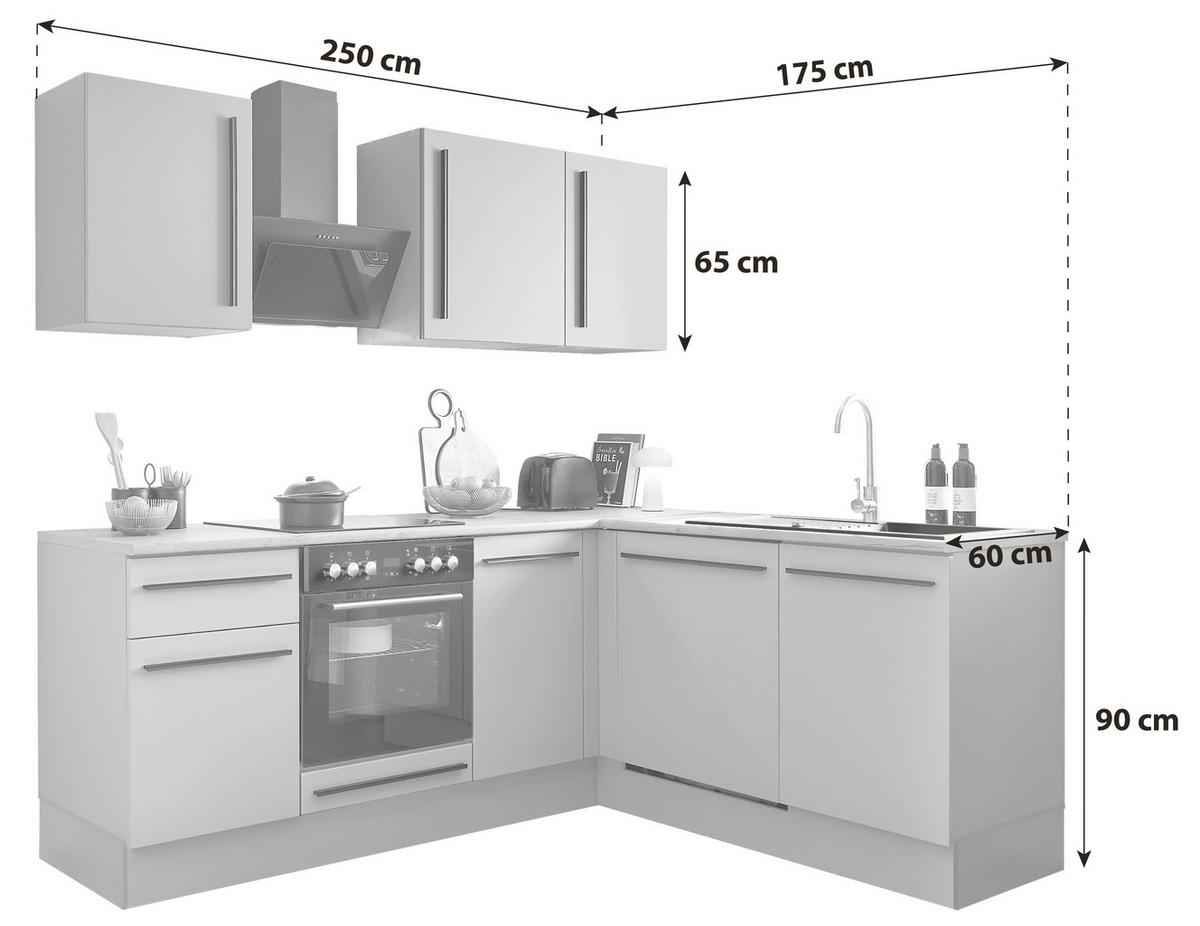 ECKKÜCHE 220/175 cm  in Grau, Eichefarben  - Eichefarben/Schwarz, Design, Holzwerkstoff/Kunststoff (220/175cm) - MID.YOU