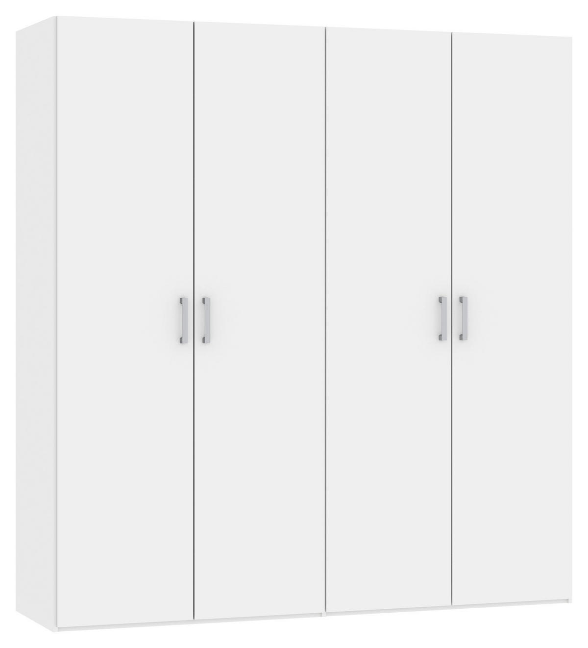 DREHTÜRENSCHRANK 203/195/59 cm,  in Weiß, 4-türig  - Chromfarben/Weiß, Design, Holzwerkstoff (203/195/59cm) - Boxxx