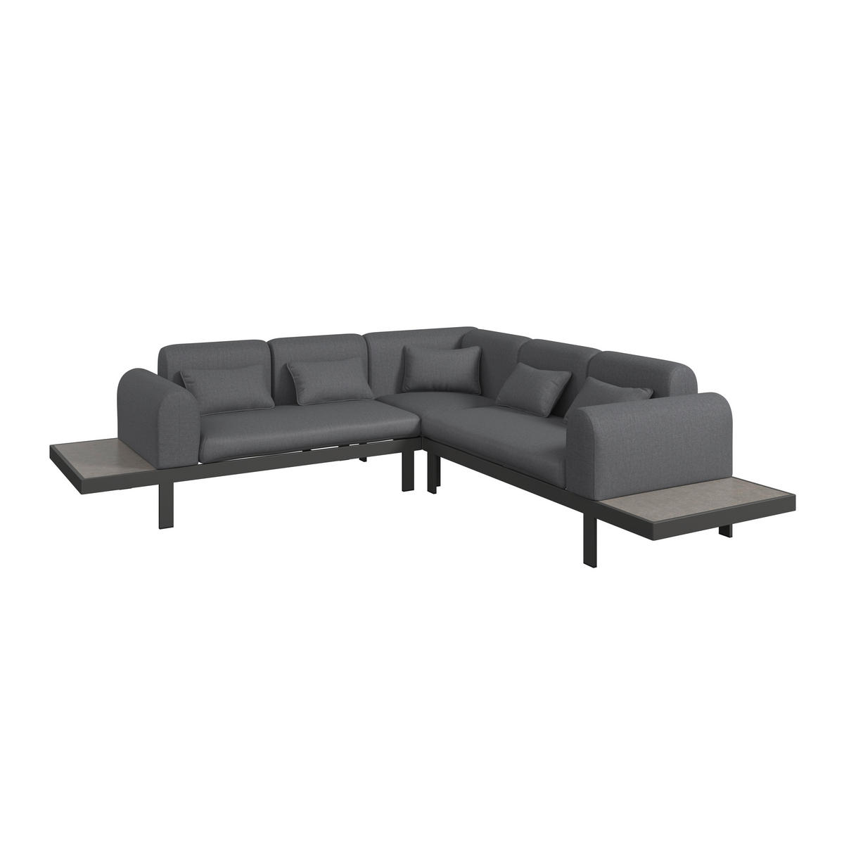 LOUNGEGARNITUR 273/273 cm Aluminium  - Anthrazit/Grau, MODERN, Glas/Textil (273/273cm) - Ambia Garden