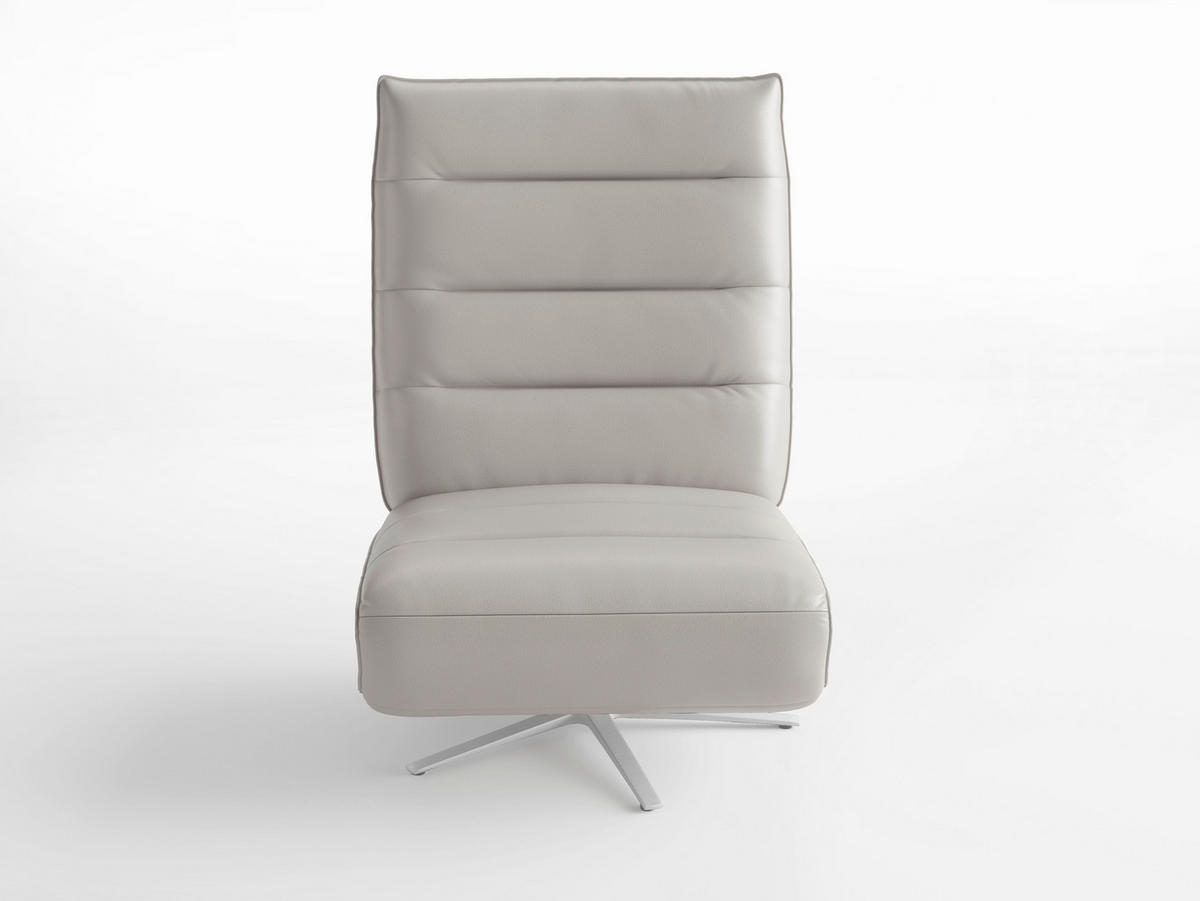 RELAXSESSEL EVE E Echtleder Kopfteilverstellung, Rücken echt    - Silberfarben/Hellgrau, Basics, Leder/Metall (80/109/98cm) - Sit & More