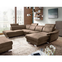 WOHNLANDSCHAFT  in Mikrofaser Braun  - Chromfarben/Braun, Design, Textil/Metall (273/347/238cm) - Livetastic