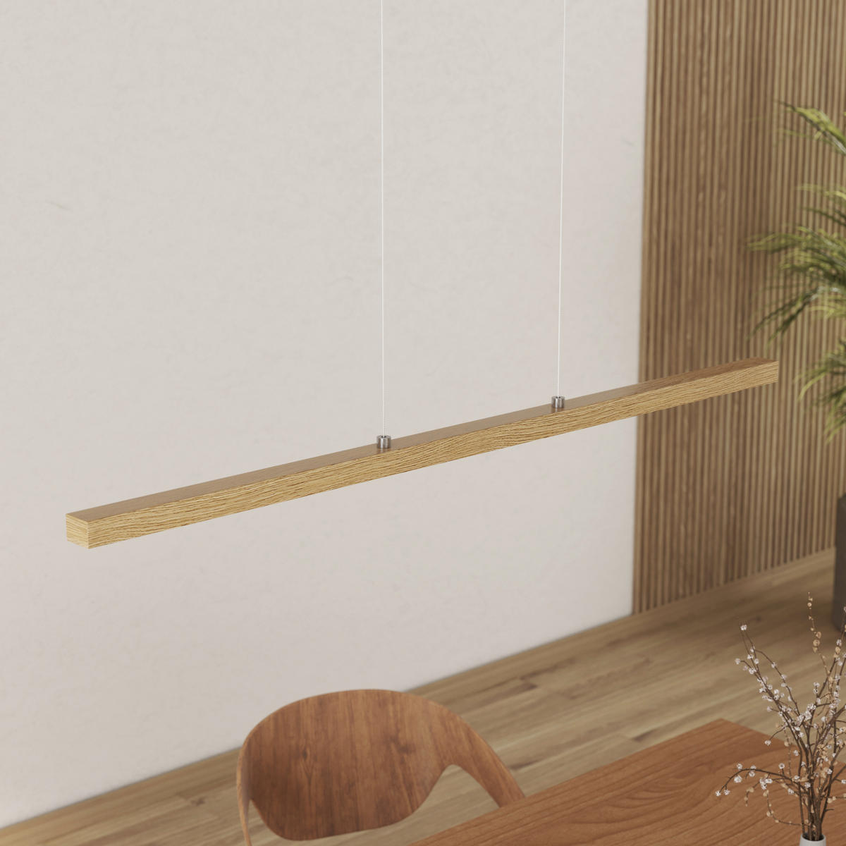 LED-HÄNGELEUCHTE 114 cm  - Eichefarben, LIFESTYLE, Holz/Kunststoff (114cm) - Novel