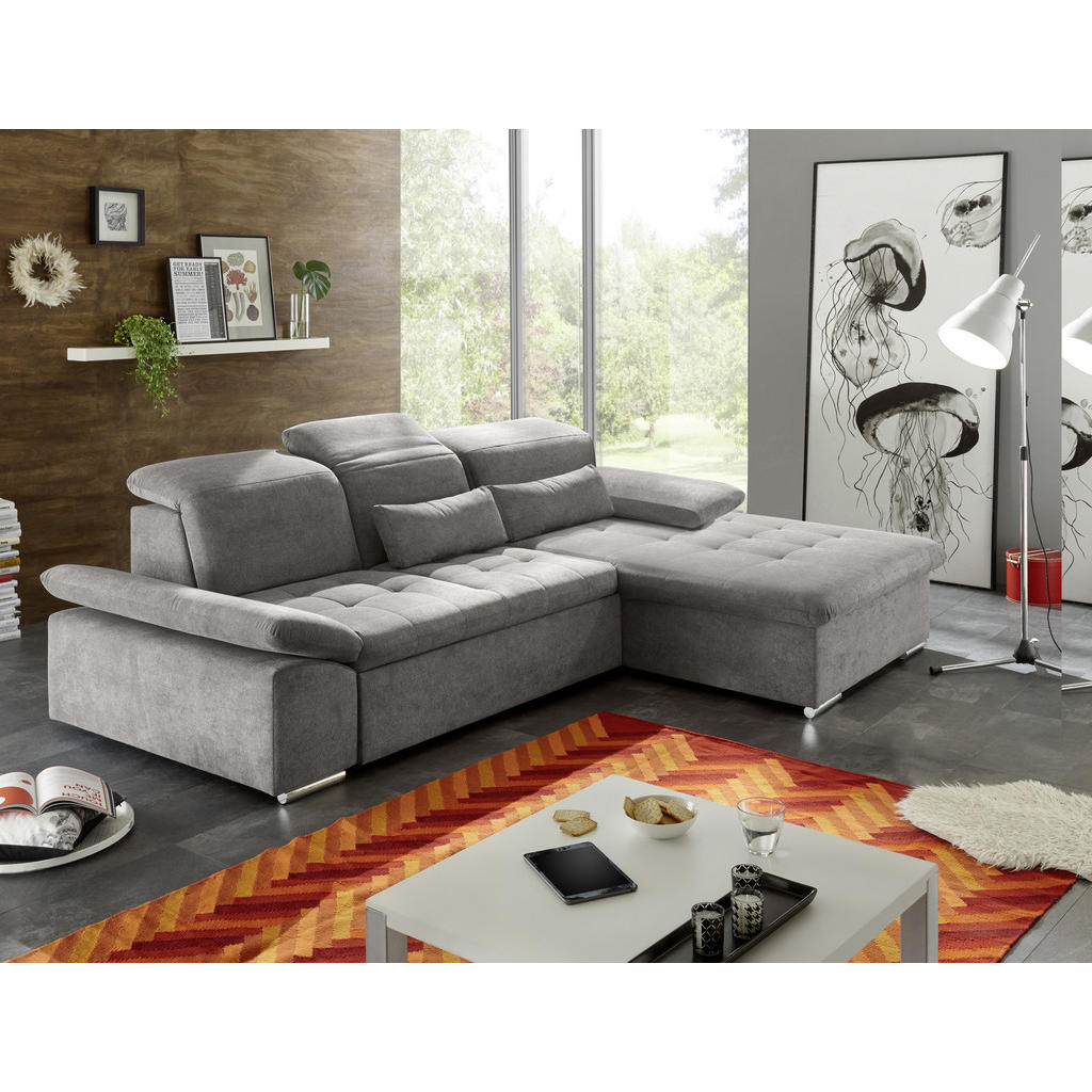 Thumbnail - Mid.you Ecksofa, Schlamm, Textil, Uni, Füllung: Polyester, Ottomane rechts, L-Form, 276x188 cm, seitenverkehrt erhältlic...