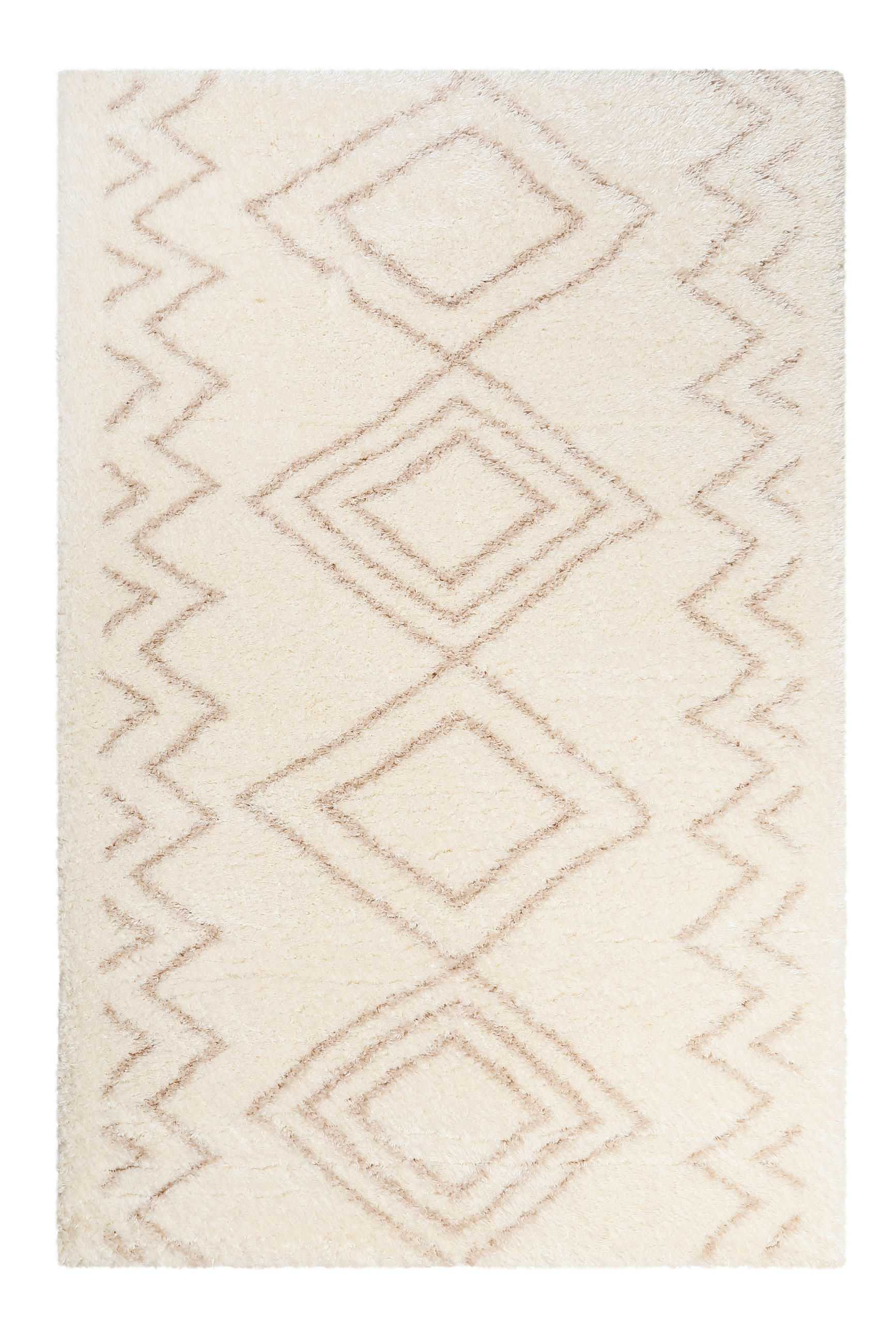 HOCHFLORTEPPICH 133/200 cm gewebt Creme, Weiß - Creme/Weiß, KONVENTIONELL, Textil (133/200cm) - Novel