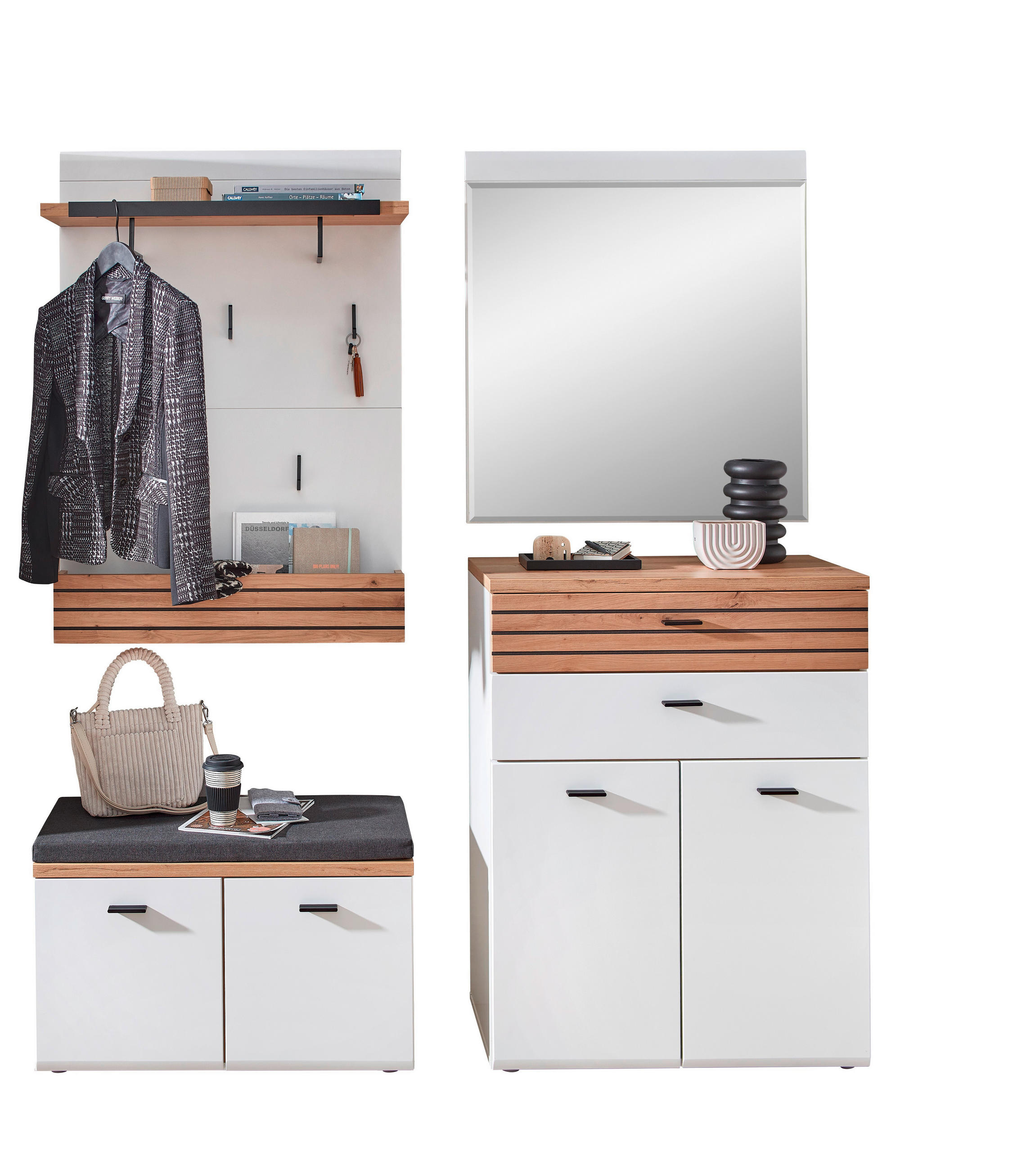 GARDEROBE in 175/201/40 cm - Weiss/Schwarz, Design, Glas/Holzwerkstoff (175/201/40cm) - Livetastic