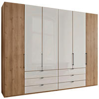 FALTTÜRENSCHRANK 300/236/58 cm 4-türig Champagner, Eiche Bianco  - Schieferfarben/Eiche Bianco, KONVENTIONELL, Glas/Holzwerkstoff (300/236/58cm) - Dieter Knoll