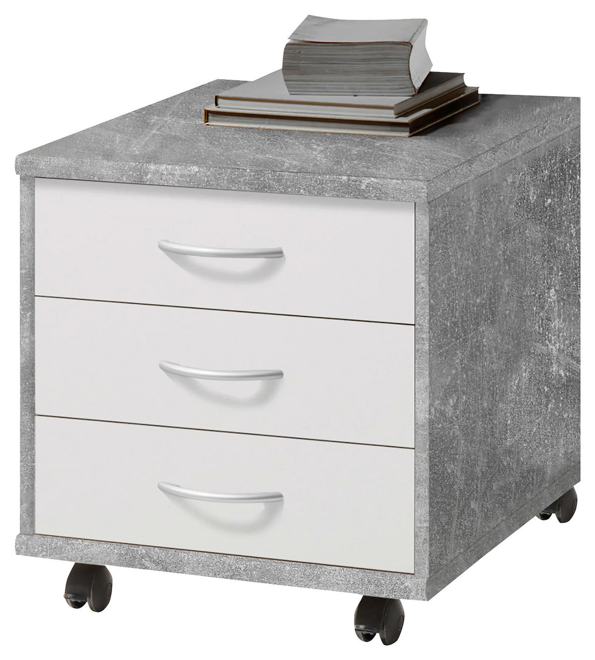 PREDALNIK NA KOLESCIH  siva  - srebrne barve/siva, Basics, umetna masa/leseni material (46/48/54cm) - Carryhome