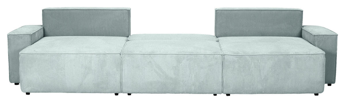 WOHNLANDSCHAFT Mintgrün Cord  - Schwarz/Mintgrün, KONVENTIONELL, Kunststoff/Textil (155/348/155cm) - Carryhome