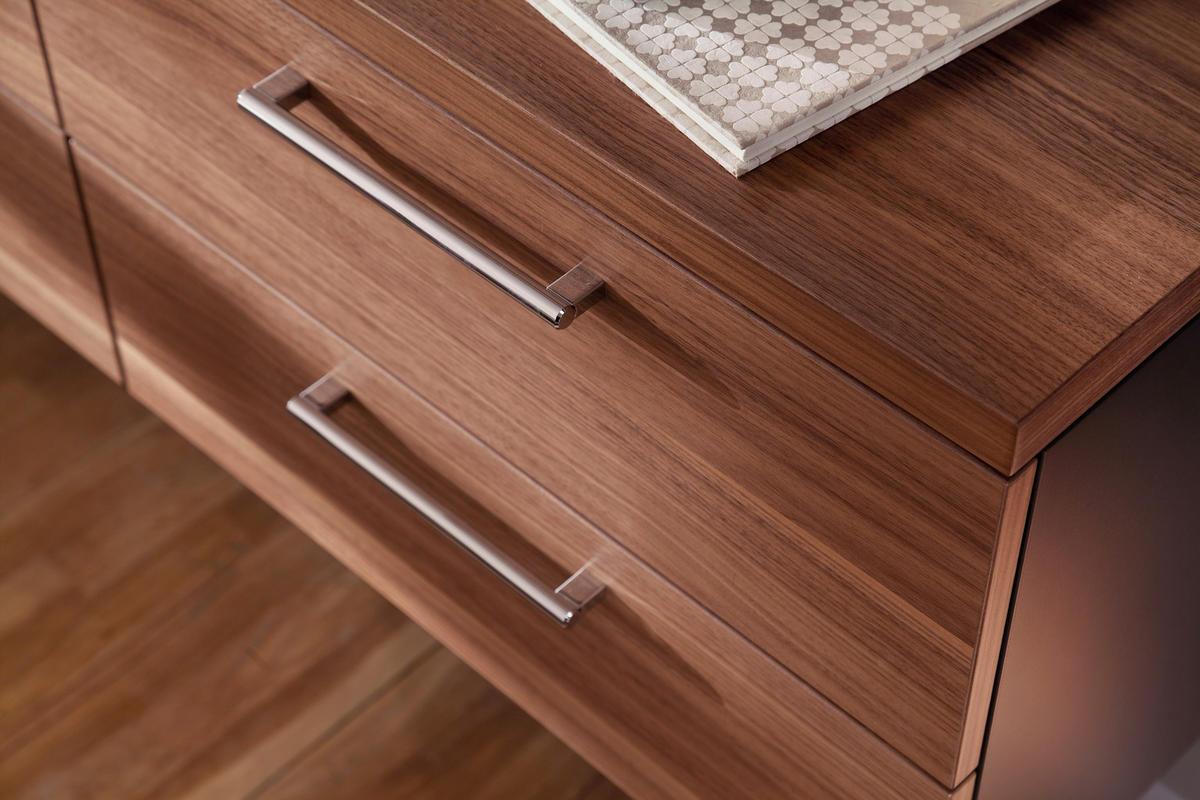 GARDEROBE 4-teilig  in 373/201/35 cm  - Anthrazit/Nussbaumfarben, Design, Glas/Holz (373/201/35cm) - Moderano