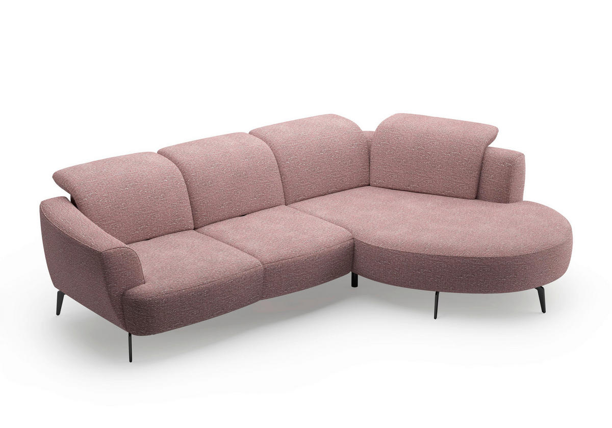 ECKSOFA ZOE E Aubergine Chenille  - Aubergine/Schwarz, KONVENTIONELL, Textil/Metall (309/199cm) - Sit & More