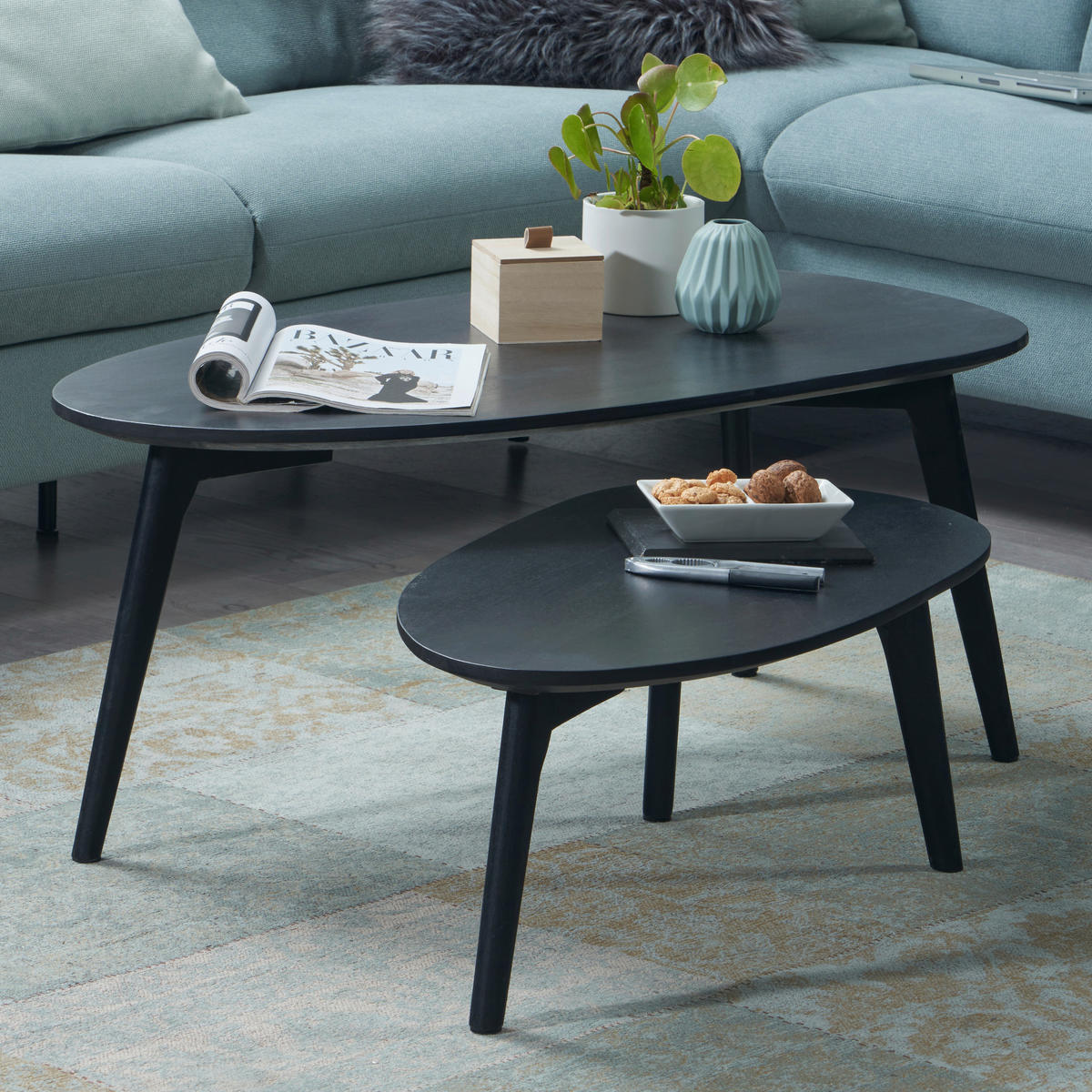 COUCHTISCH in Holz 100/50/42 cm  - Schwarz, Design, Holz (100/50/42cm) - P & B