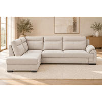 ECKSOFA ALTONA in Flachgewebe Sandfarben  - Sandfarben/Schwarz, Basics, Holz/Holzwerkstoff (272/207cm) - MID.YOU